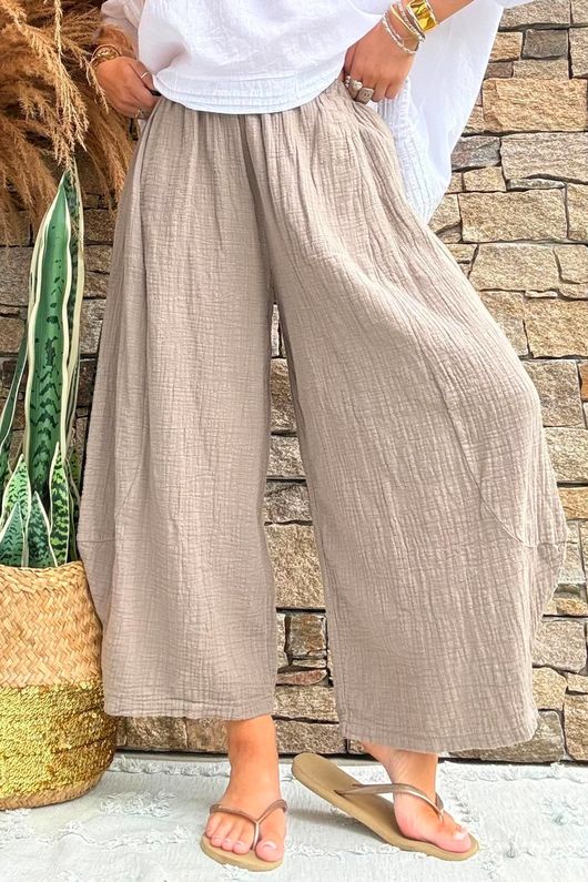 Annie Cushion Cotton Barrel Culotte Pant Earth